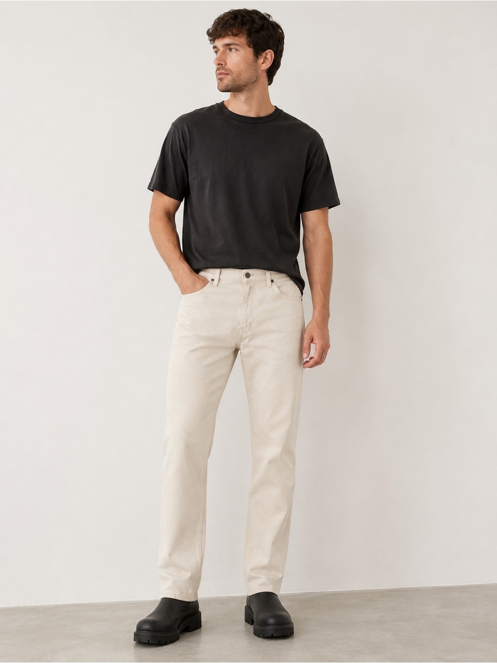 ORVIS5 pocket stretch Men's Straight Fit Jeans in Off-White 42x34